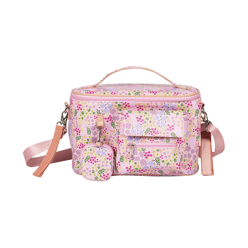 Bolso de mamá floral rosa con mini bolso