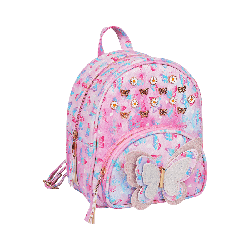 Mochila infantil decorada en 3D con estampado de mariposas