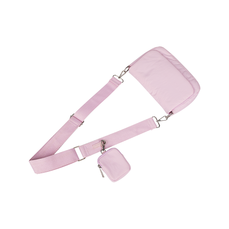 Bolso bandolera casual de nailon rosa