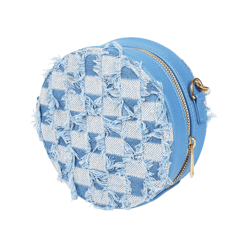 Bolso bandolera de cuadros deshilachados de mezclilla azul