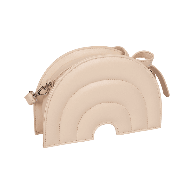 Bolso bandolera en forma de arco iris de cuero PU beige