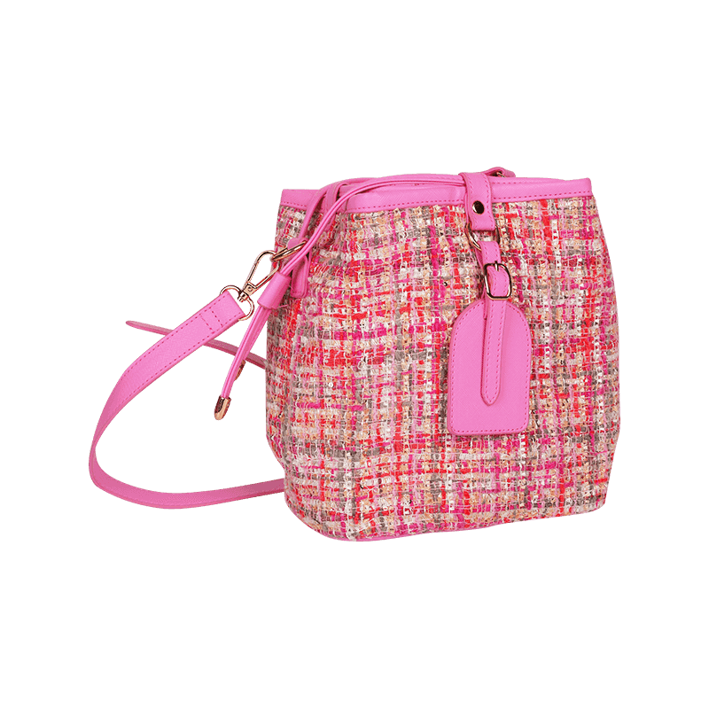 Bolso bombonera de tweed rosa