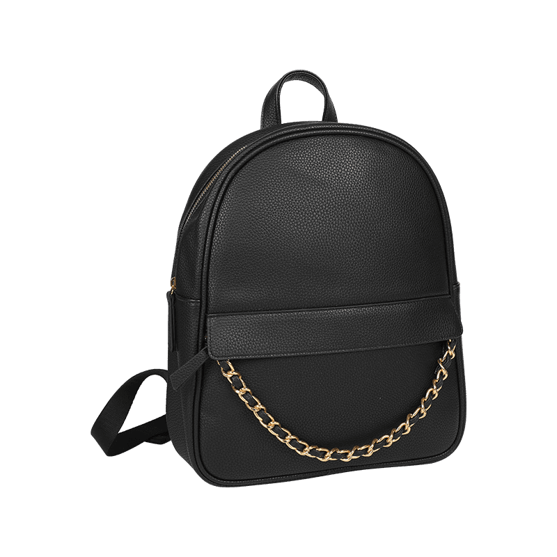 Mochila con cadena metálica de cuero PU negra