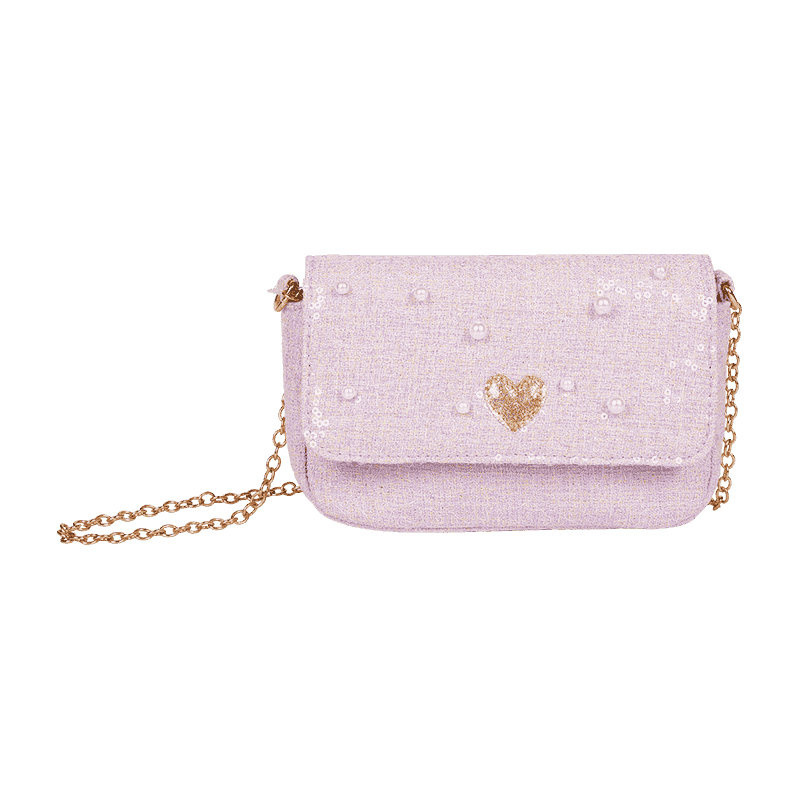 Bolso bandolera con adornos de perlas y lentejuelas rosa