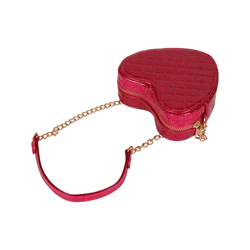 Bolso bandolera en forma de corazón de cuero PU brillante