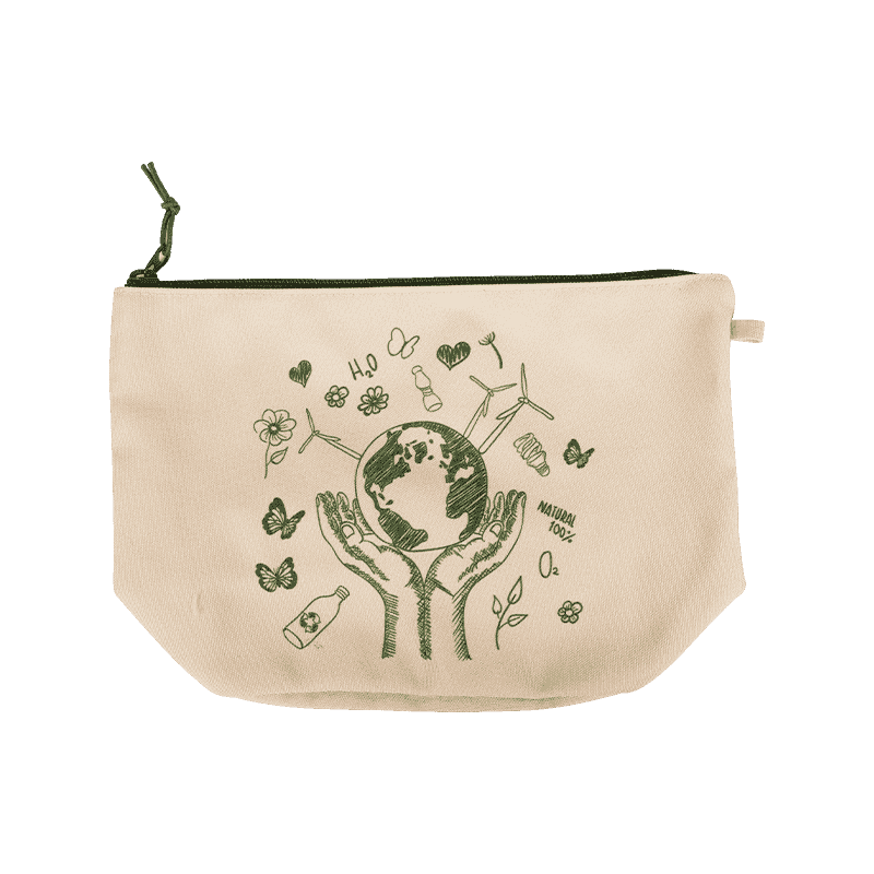 Bolsa de maquillaje de lona beige Save the Earth