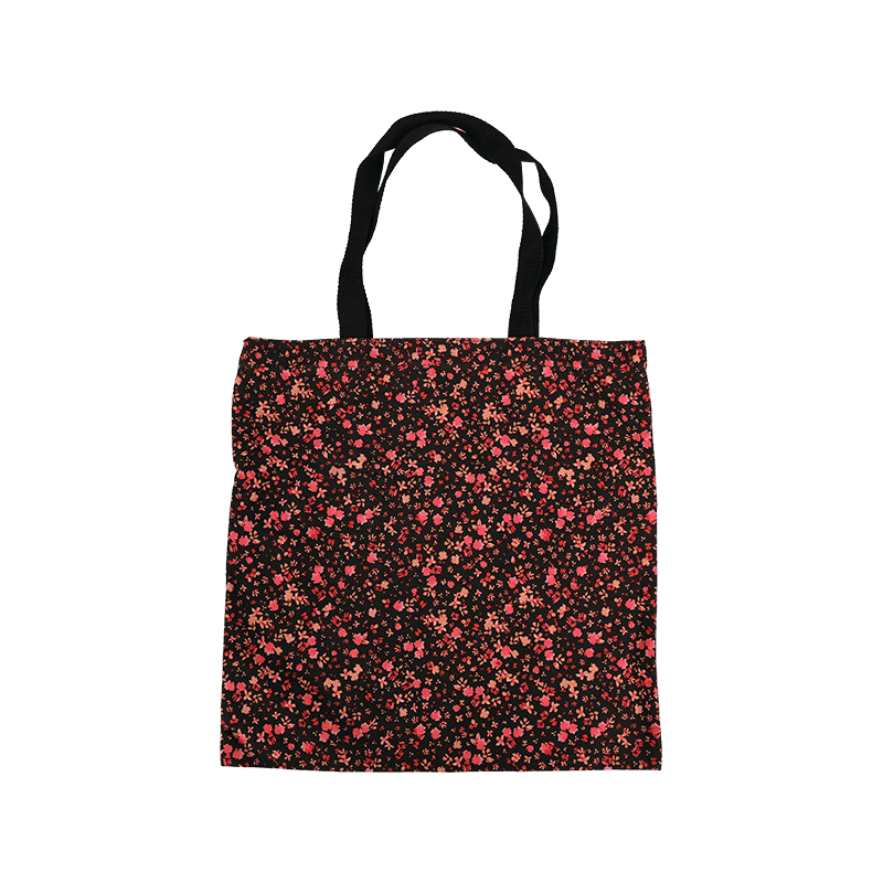 Bolso shopping con print de flores negro