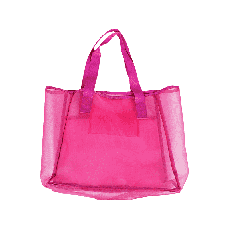 Bolso Shopping Transparente De Malla Rosa