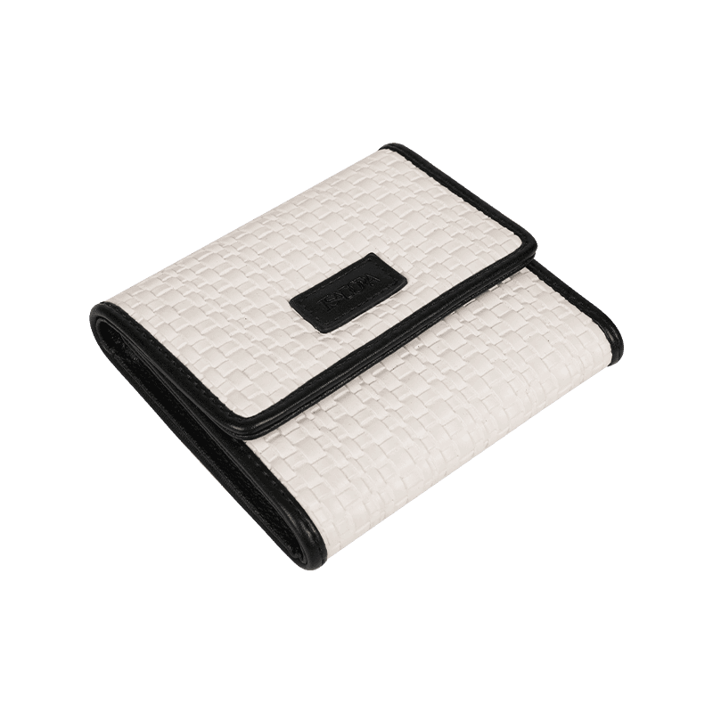 Cartera tipo clutch de cuero tejido de PU